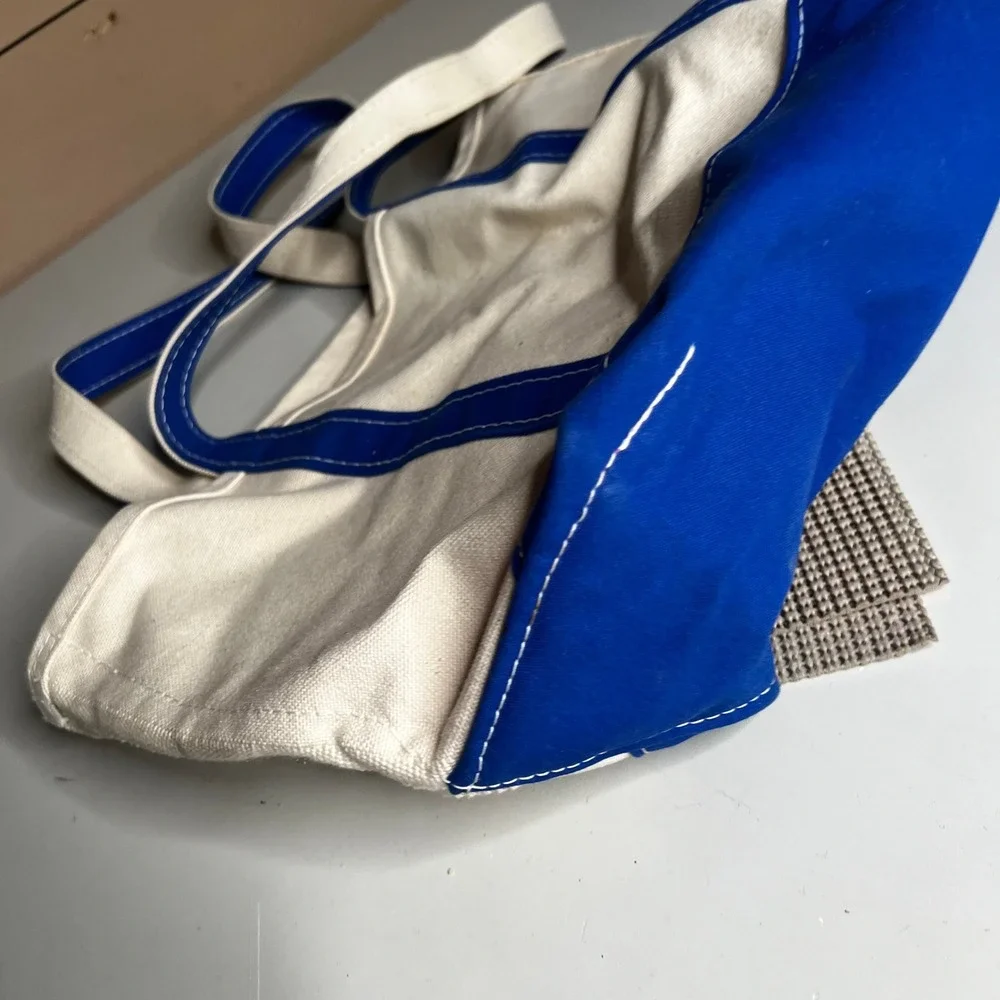LL Bean Boat and Tote Canvas Bag Blue Emily Monogram Made in USA Medium